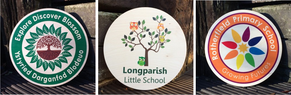 School Crest Printed on Wood